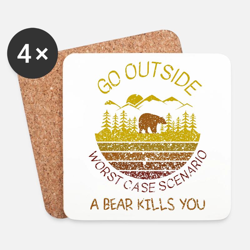 go outside worst case a bear kills you - Untersetzer (4er-Set) - Weiß