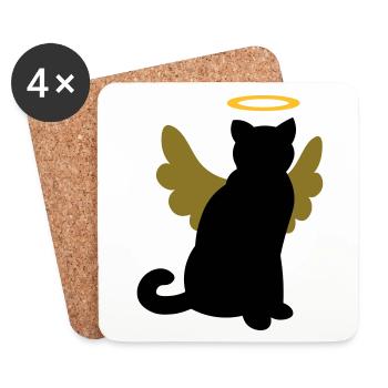 Angel cat - Chat ange - angel cat - Coasters (set of 4) - white - Front