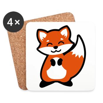 Tierkind Fuchs Geschenkidee animal child fox gift - Untersetzer (4er-Set) - Weiß - Vorne