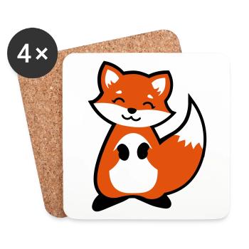 Niedlicher Fuchs Tierkind / Cute fox animal child - Untersetzer (4er-Set) - Weiß - Vorne