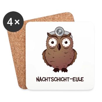 Nachtschicht Eule für Arzt, Notarzt, Chirurg, OP - Untersetzer (4er-Set) - Weiß - Vorne