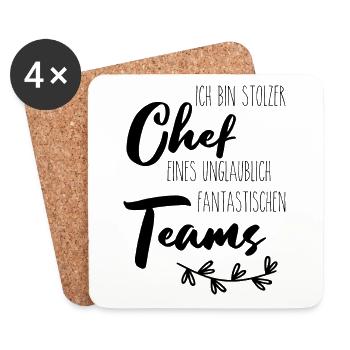 Ich bin stolzer Chef eines fantastischen Teams - Untersetzer (4er-Set) - Weiß - Vorne