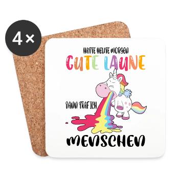 Hatte heute morgen gute Laune, dann traf Menschen - Untersetzer (4er-Set) - Weiß - Vorne