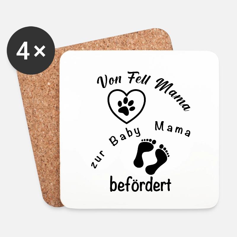 Von der Fell-Mama zur Baby-Mama - Untersetzer (4er-Set) - Weiß