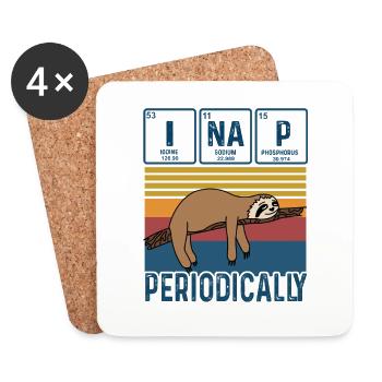Je fais la sieste périodiquement Vintage Funny Science Paresseux - Dessous de verre (lot de 4) - blanc - Devant