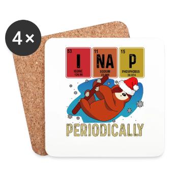 I Nap Periodically Schlafshirt Schlaf Faultier - Untersetzer (4er-Set) - Weiß - Vorne