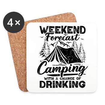 Camping Vorhersage Bier Zelt Berge Wandern Camper - Untersetzer (4er-Set) - Weiß - Vorne