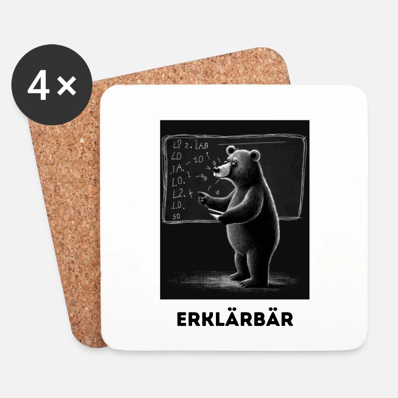 Erklärbär - Untersetzer (4er-Set) - Weiß
