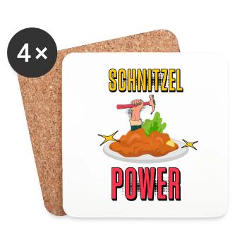 Schnitzel Power, Wiener Schnitzel Hammer Power - Coasters (set of 4) - white - Front