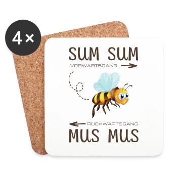 Sum Sum Biene Mus Mus Vorwärtsgang Rückwärtsgang - Untersetzer (4er-Set) - Weiß - Vorne