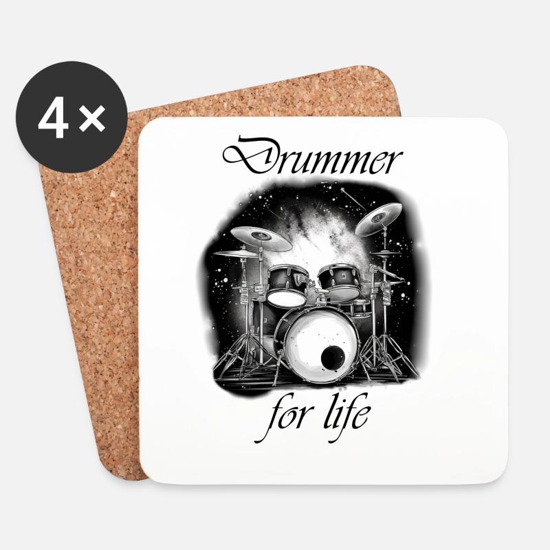 Drummer for life - Untersetzer (4er-Set) - Weiß