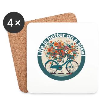 La vie est plus belle sur un vélo - Dessous de verre (lot de 4) - blanc - Devant