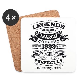 25th Birthday Man Legend March Vintage 1999 - Coasters (set of 4) - white - Front