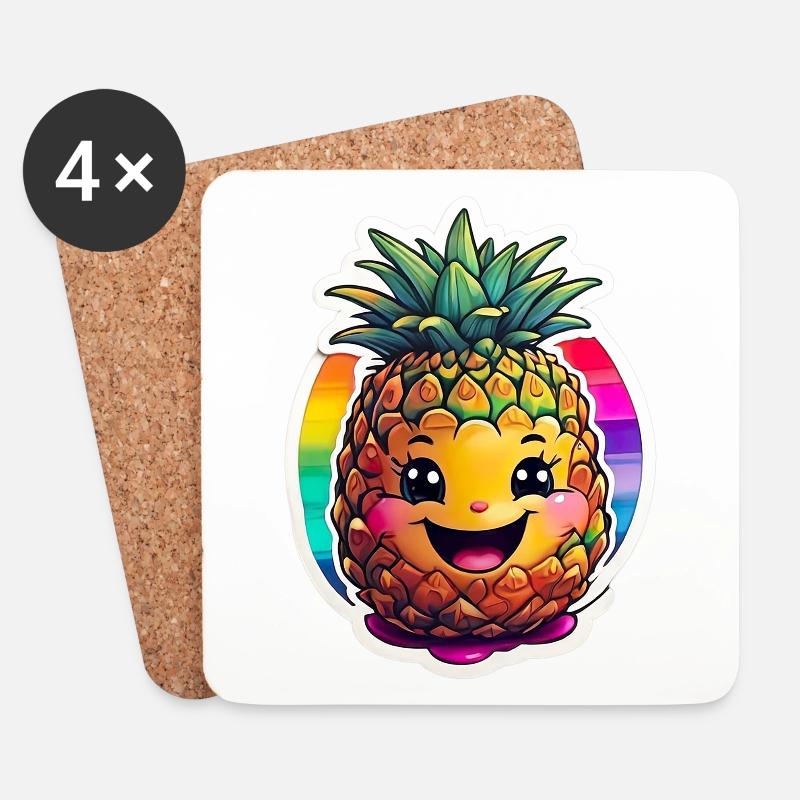 Fashion & more "Ananas" 🍍 - Untersetzer (4er-Set) - Weiß