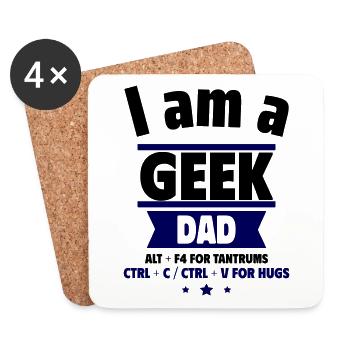Ich bin ein Geek-Papa, Geschenk zum Vatertag - Untersetzer (4er-Set) - Weiß - Vorne