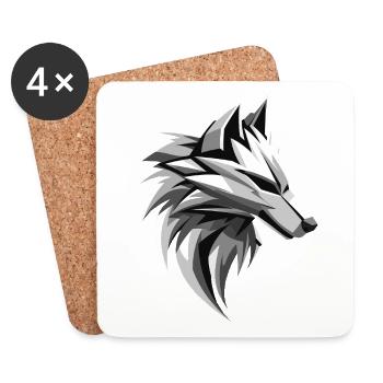 Wolf I Low Poly Art Logo Design - Untersetzer (4er-Set) - Weiß - Vorne