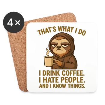 That's What I Do I Drink Coffee I Hate People - Coasters (set of 4) - white - Front