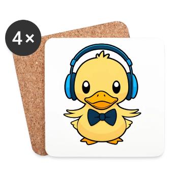 Cute duck with headphones - Coasters (set of 4) - white - Front