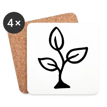 Seedling three-petal / sprout - sprout - plant - Coasters (set of 4) - white - Front