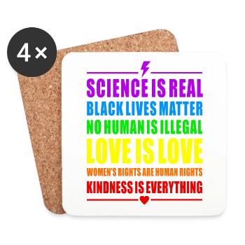 PRIDE RAINBOW LOVE SCIENCE BLACK WOMANS RIGHTS HUM - Untersetzer (4er-Set) - Weiß - Vorne