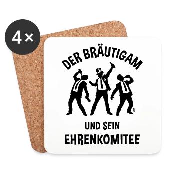 Der Bräutigam Und Sein Ehrenkomitee (JGA / Jecken) - Untersetzer (4er-Set) - Weiß - Vorne