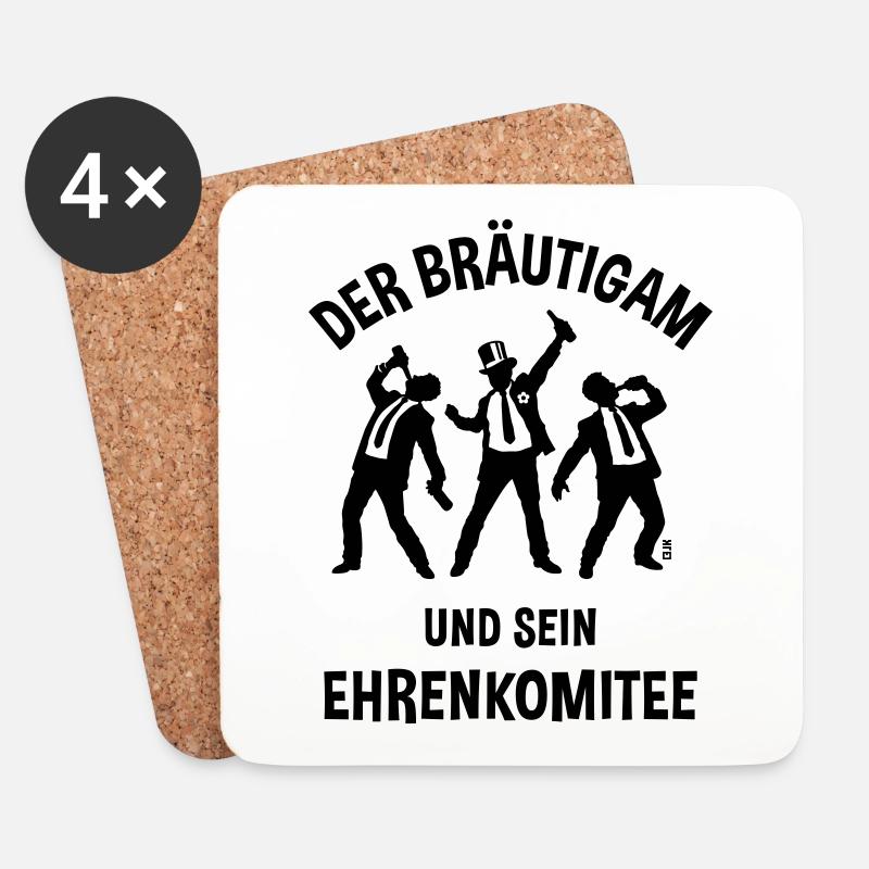 Der Bräutigam Und Sein Ehrenkomitee (JGA / Jecken) - Untersetzer (4er-Set) - Weiß