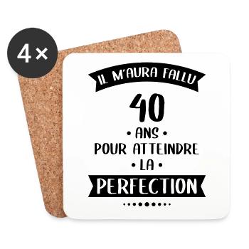 Anniversaire 40 ans - Atteindre la perfection - Dessous de verre (lot de 4) - blanc - Devant