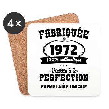 Anniversaire 50 ans - Fabriquée en 1972 - Dessous de verre (lot de 4) - blanc - Devant