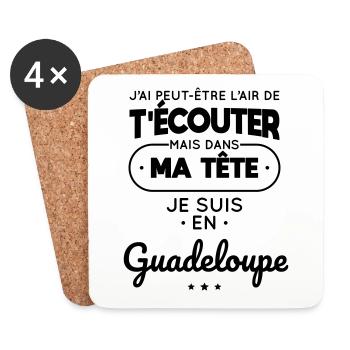Dans ma tête je suis en Guadeloupe - Dessous de verre (lot de 4) - blanc - Devant