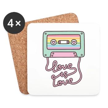 Cassette Tape Pride Love Is Love - Coasters (set of 4) - white - Front
