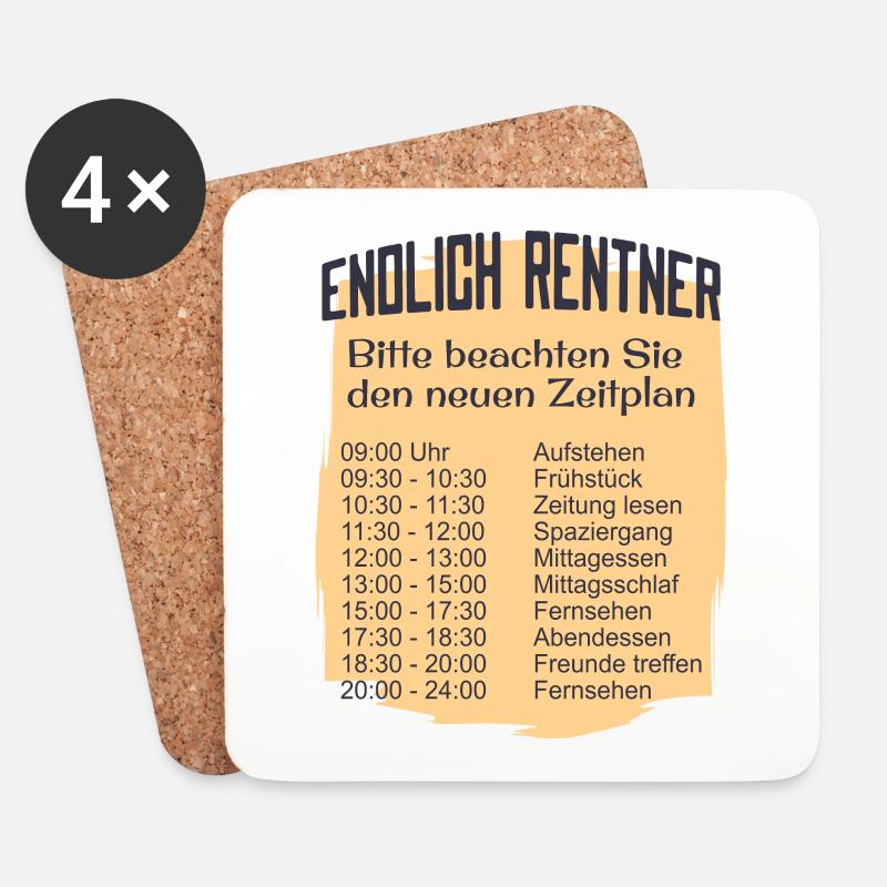 Endlich Rentner Zeitplan Tagesablauf Wochenplan - Untersetzer (4er-Set) - Weiß