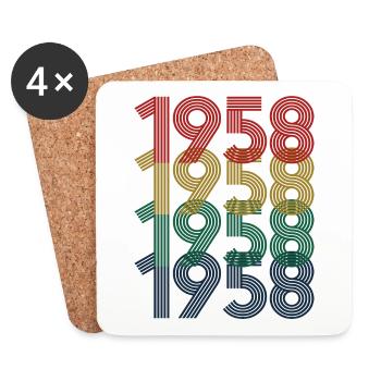 Cool Retro 1958, 64 ans, cadeau de 64e anniversaire - Dessous de verre (lot de 4) - blanc - Devant