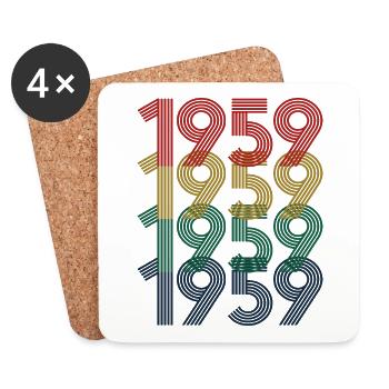 1959 65th Birthday Men Women 65 Years Old Vintage - Coasters (set of 4) - white - Front