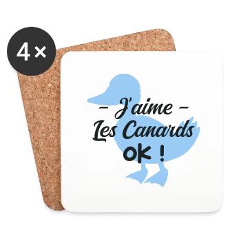 J'aime les canards Ok - Dessous de verre (lot de 4) - blanc - Devant
