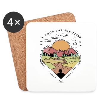 Montagnes - air frais - Dessous de verre (lot de 4) - blanc - Devant