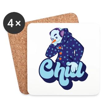 Chill Cool Fun Schneemann Winter Schnee Weihnachtsgeschenk - Untersetzer (4er-Set) - Weiß - Vorne