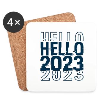 Hallo 2023 - Untersetzer (4er-Set) - Weiß - Vorne