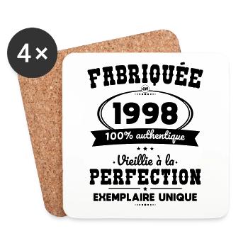 Anniversaire 25 ans - Fabriquée en 1998 - Dessous de verre (lot de 4) - blanc - Devant