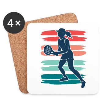 Padel Tennis Retro Padel Tennis Femmes Padel - Dessous de verre (lot de 4) - blanc - Devant