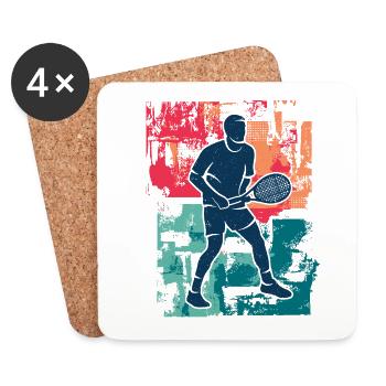 Tennis Player Vintage Tennis Coach Tennis Player - Coasters (set of 4) - white - Front
