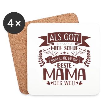 Muttertag Geschenkidee Mütter Beste Mama Der Welt - Untersetzer (4er-Set) - Weiß - Vorne