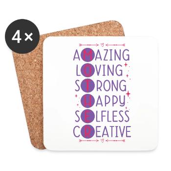 Muttertag Geschenkidee Mama Mütter - Untersetzer (4er-Set) - Weiß - Vorne