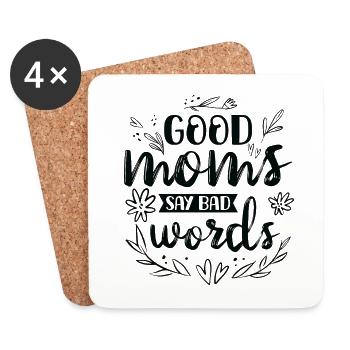 Idée cadeau de la fête des mères Les bonnes mamans disent de mauvais mots - Dessous de verre (lot de 4) - blanc - Devant