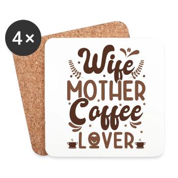Fête des mères Idée cadeau Café Maman Mères - Dessous de verre (lot de 4) - blanc - Devant