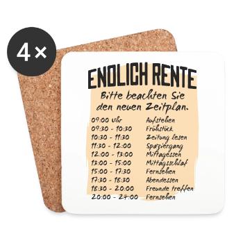 Rentner Zeitplan Tagesablauf, Endlich Rente - Untersetzer (4er-Set) - Weiß - Vorne