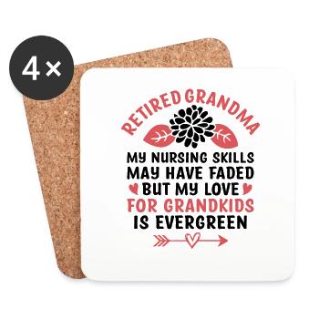 Retired Grandma Pensioner Pension Nurse Nursing Re - Coasters (set of 4) - white - Front