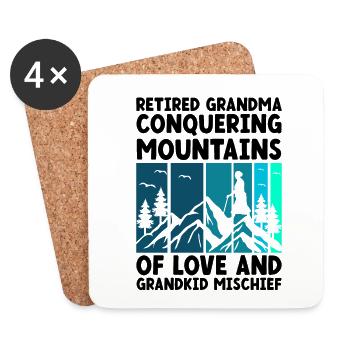 Hiking Retired Grandma Pensioner Pension Hiker Tre - Coasters (set of 4) - white - Front