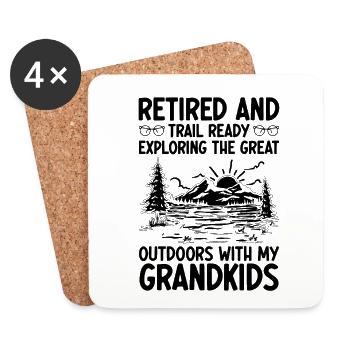 Hiking Retired Grandma Pensioner Pension Hiker Tre - Coasters (set of 4) - white - Front