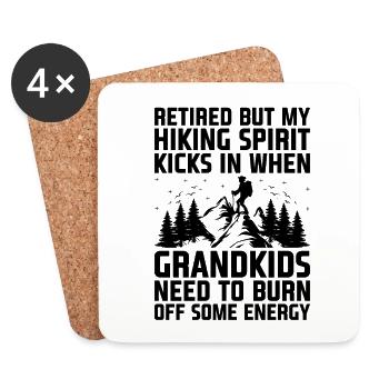 Hiking Retired Grandma Pensioner Pension Hiker Tre - Coasters (set of 4) - white - Front