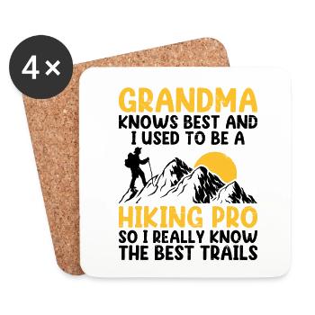 Hiking Retired Grandma Pensioner Pension Hiker Tre - Coasters (set of 4) - white - Front